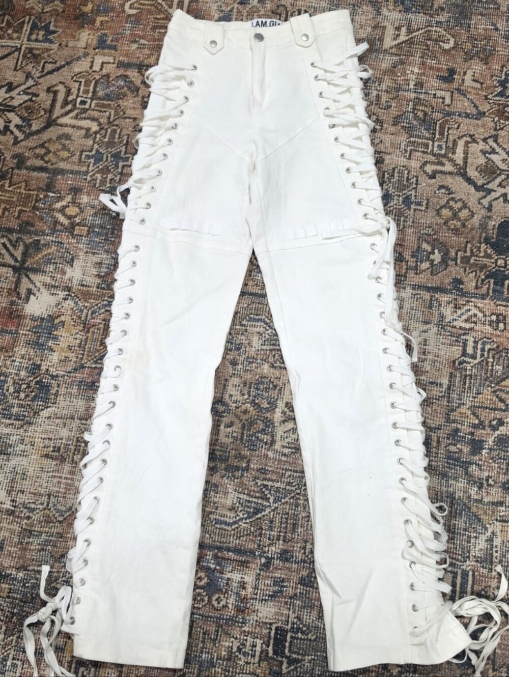 I. Am. Gia. Holly Pant Small White Lace Up Leg Skinny